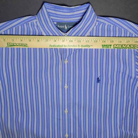 Ralph Lauren Mens Blue and White Striped Long Sleeve Shirt Size Large - Picture 11 of 13